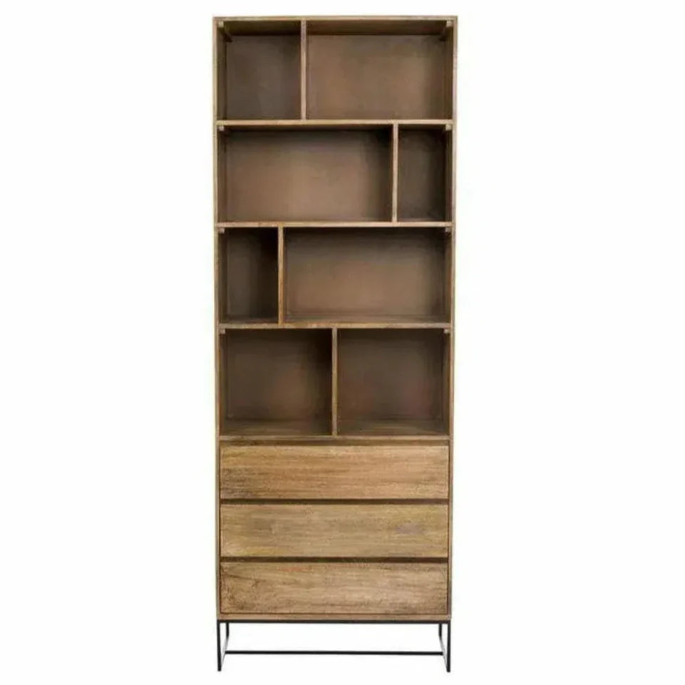 86 Inch Shelf W Drawers Natural Scandinavian - LOOMLAN - Moe's Home - Bookcases