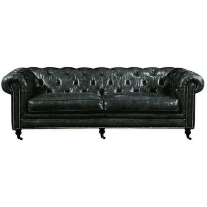 87 Inch Sofa Onyx Black Leather Black Retro - LOOMLAN - Moe's Home - Sofas & Loveseats