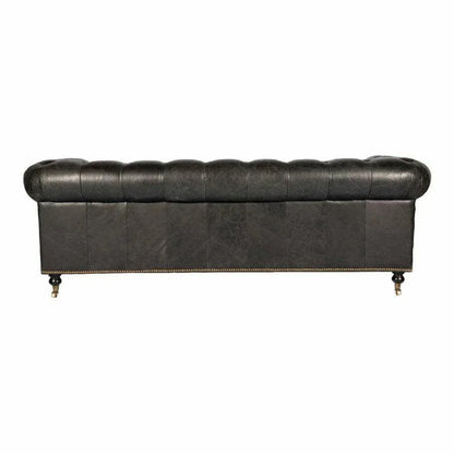 87 Inch Sofa Onyx Black Leather Black Retro - LOOMLAN - Moe's Home - Sofas & Loveseats
