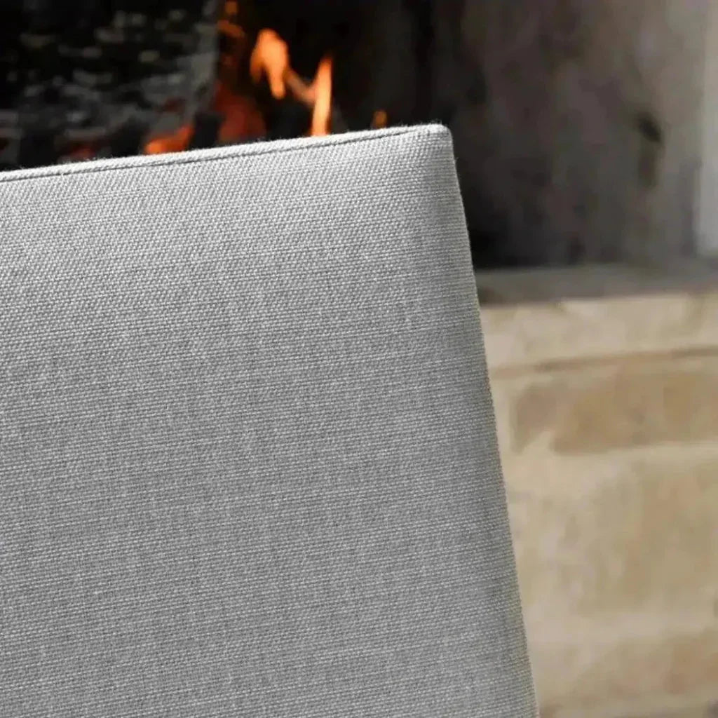 9 Piece Gray-White Outdoor Dining Table Set Sunbrella-Outdoor Dining Sets-LOOMLAN-LOOMLAN