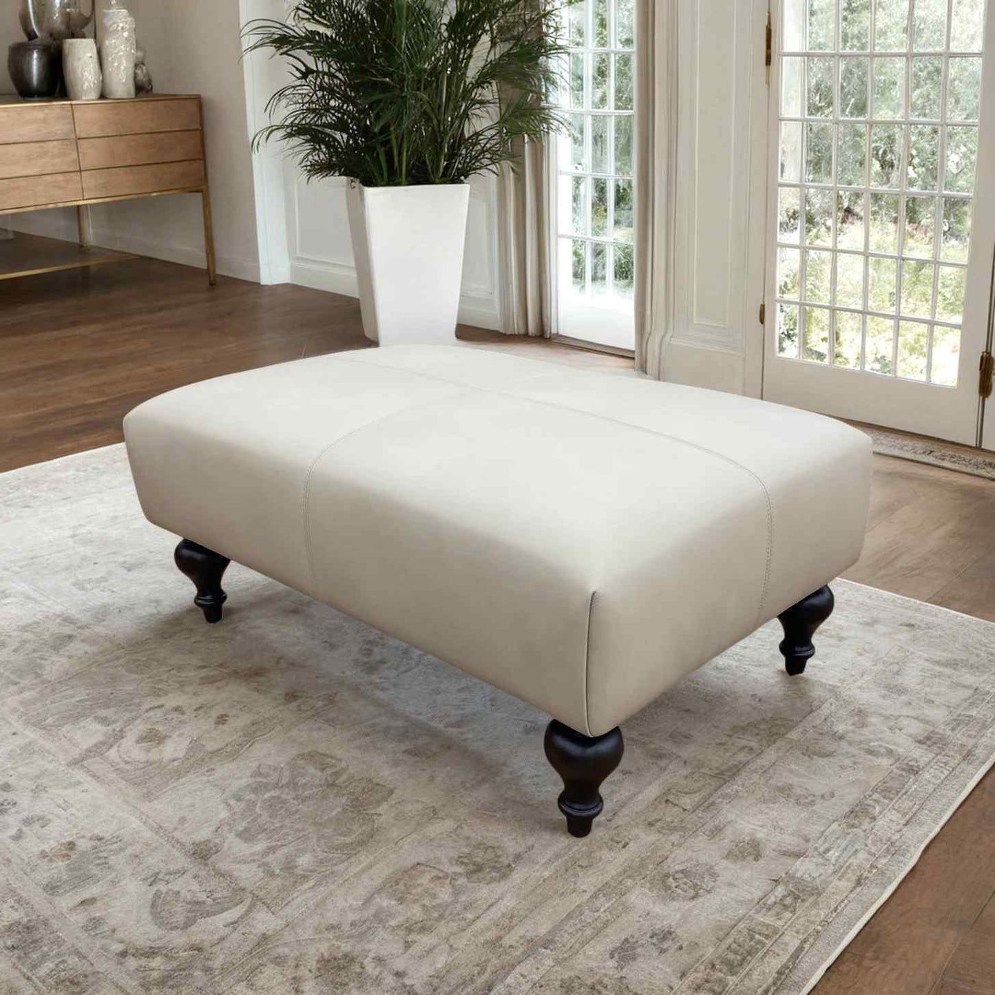 Marcoux Leather Modern Ottoman