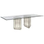 96" Glass Mirrored Double Pedestal Dining Table-Dining Tables-Bassett Mirror-LOOMLAN