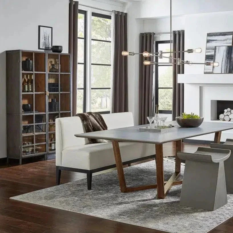 A Gem Handle Display Cabinet Glass Doors Right Grey - LOOMLAN - Sarreid - Bookcases