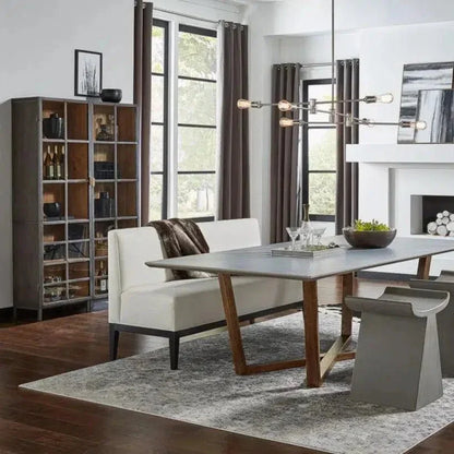 A Gem Handle Display Cabinet Glass Doors Right Grey - LOOMLAN - Sarreid - Bookcases