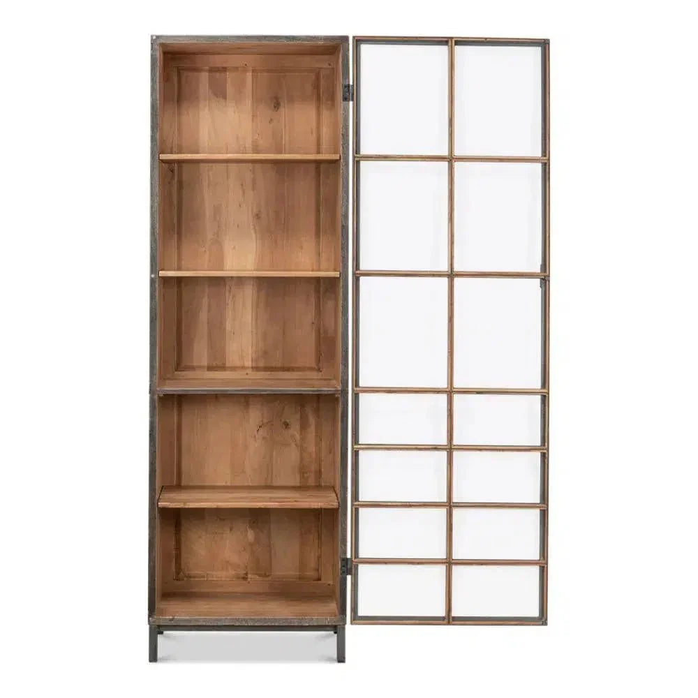 A Gem Handle Display Cabinet Glass Doors Right Grey - LOOMLAN - Sarreid - Bookcases