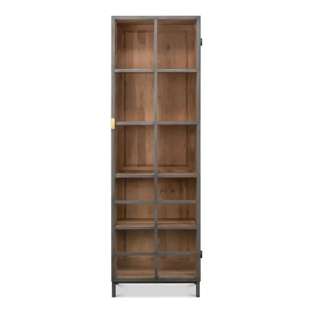 A Gem Handle Display Cabinet Glass Doors Right Grey - LOOMLAN - Sarreid - Bookcases