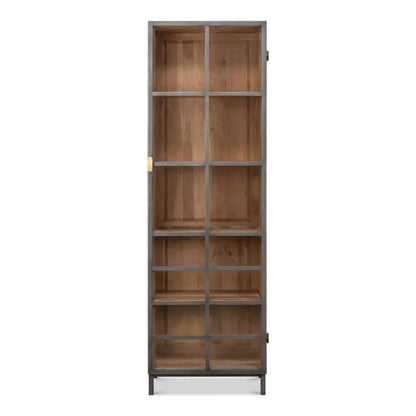 A Gem Handle Display Cabinet Glass Doors Right Grey - LOOMLAN - Sarreid - Bookcases