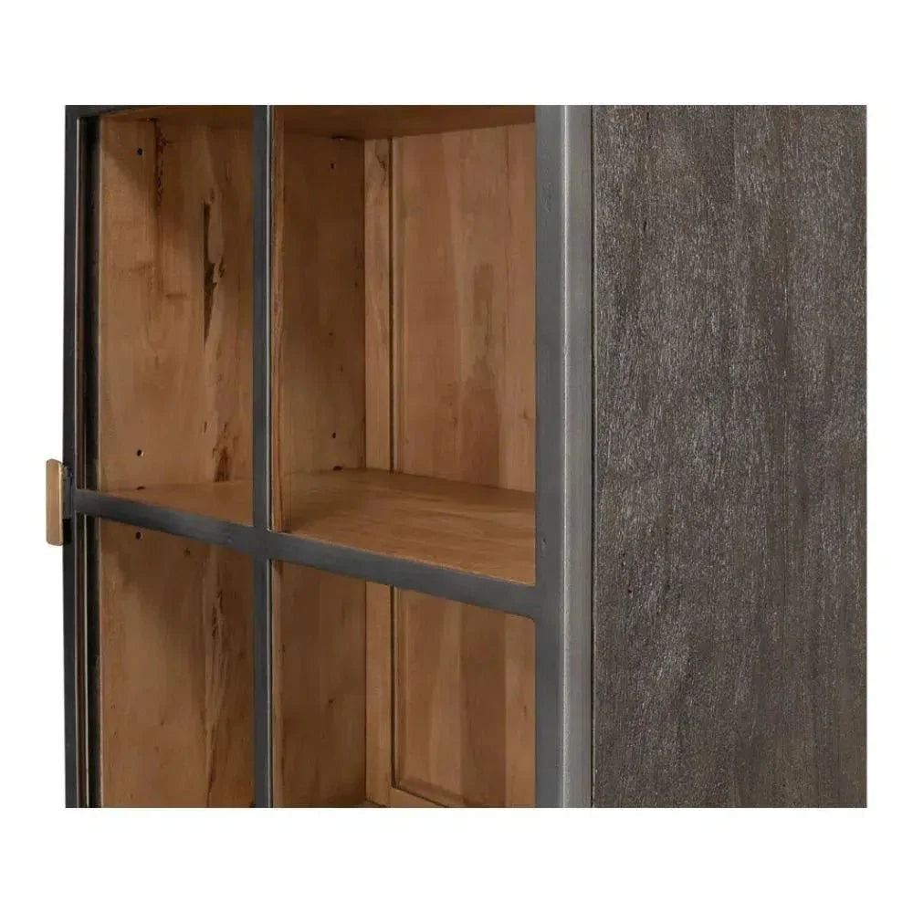 A Gem Handle Display Cabinet Glass Doors Right Grey - LOOMLAN - Sarreid - Bookcases