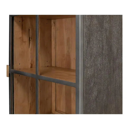 A Gem Handle Display Cabinet Glass Doors Right Grey - LOOMLAN - Sarreid - Bookcases