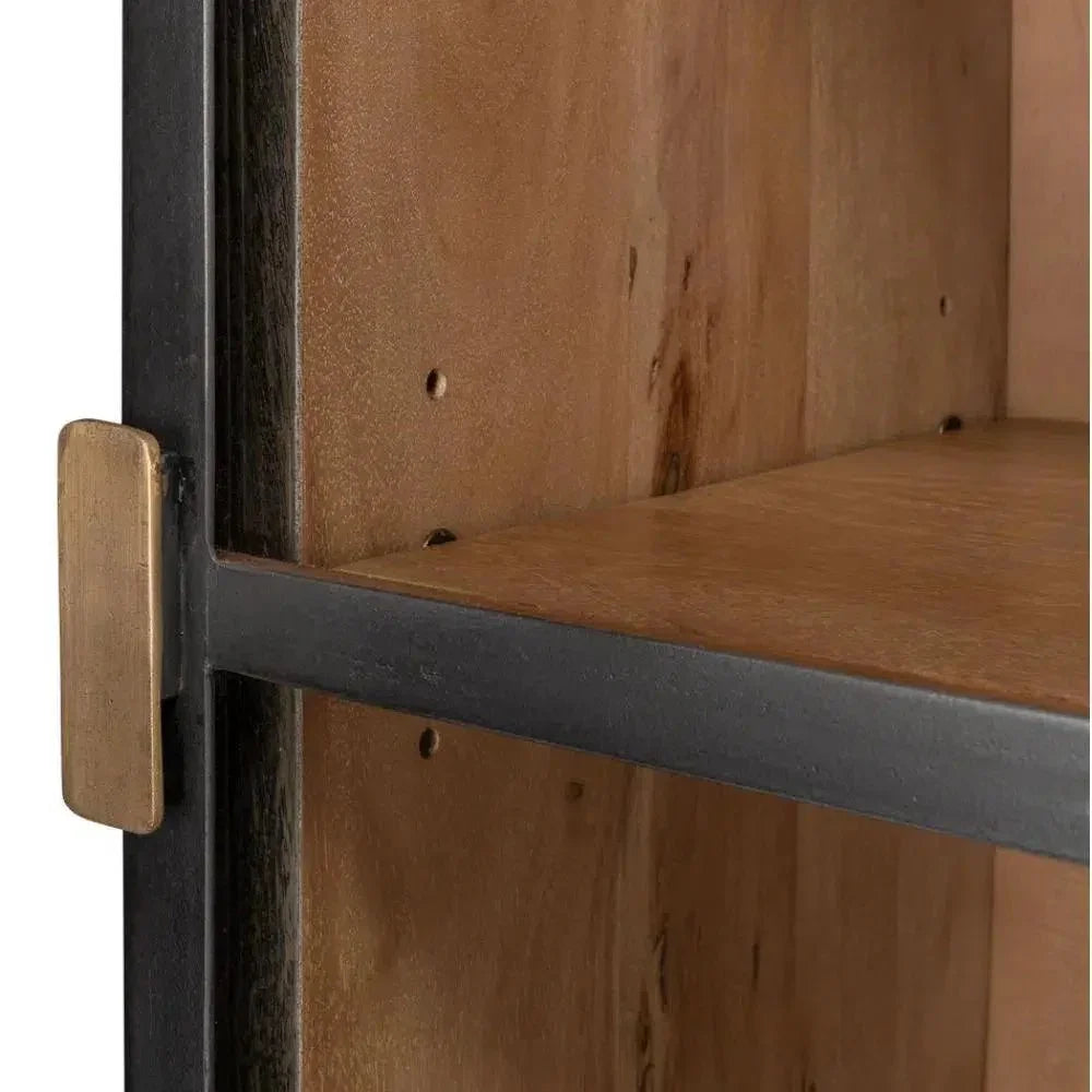 A Gem Handle Display Cabinet Glass Doors Right Grey - LOOMLAN - Sarreid - Bookcases