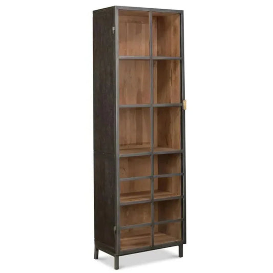 A Gem Handle Display Cabinet Glass Doors Right Grey - LOOMLAN - Sarreid - Bookcases