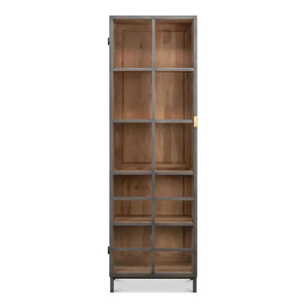A Gem Of A Handle Display Cabinet Glass Doors Left Grey - LOOMLAN - Sarreid - Bookcases