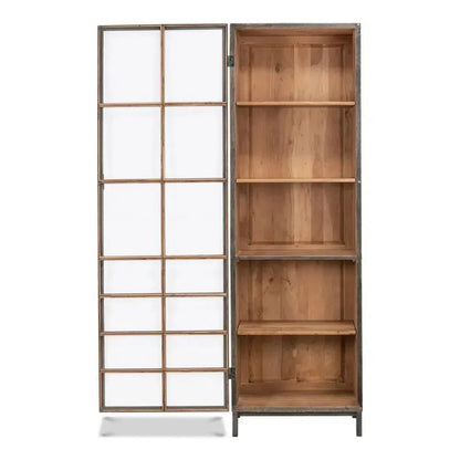 A Gem Of A Handle Display Cabinet Glass Doors Left Grey - LOOMLAN - Sarreid - Bookcases