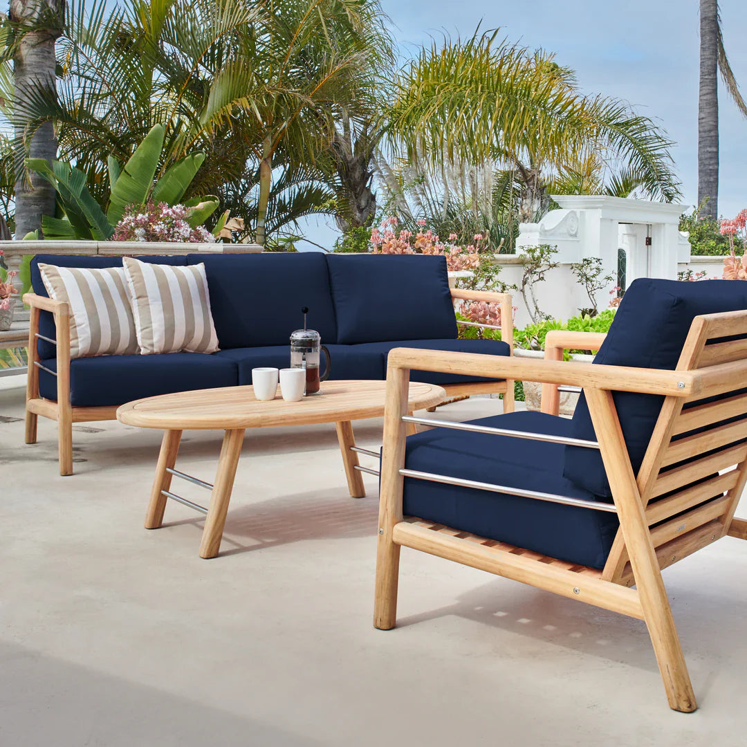 Aalto 86-inch Teak Deep Outdoor Couch Sunbrella Cushion