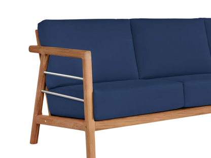 Aalto 86-inch Teak Deep Outdoor Couch Sunbrella Cushion