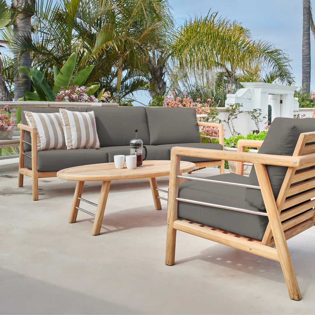 Aalto 86-inch Teak Deep Outdoor Couch Sunbrella Cushion