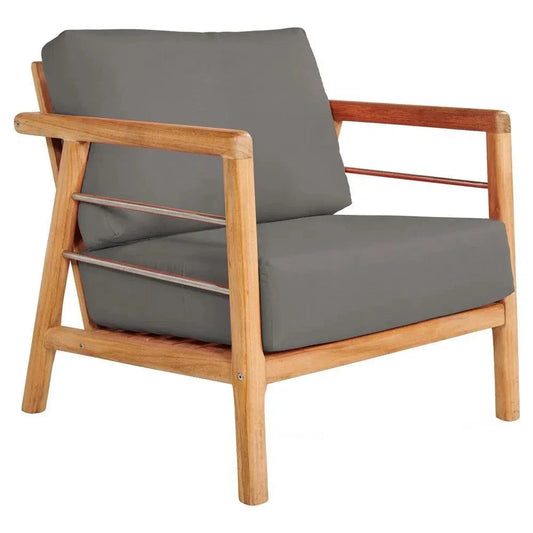 Aalto Teak Deep Outdoor Club Chair Sunbrella Cushion-Outdoor Accent Chairs-HiTeak-Charcoal-LOOMLAN