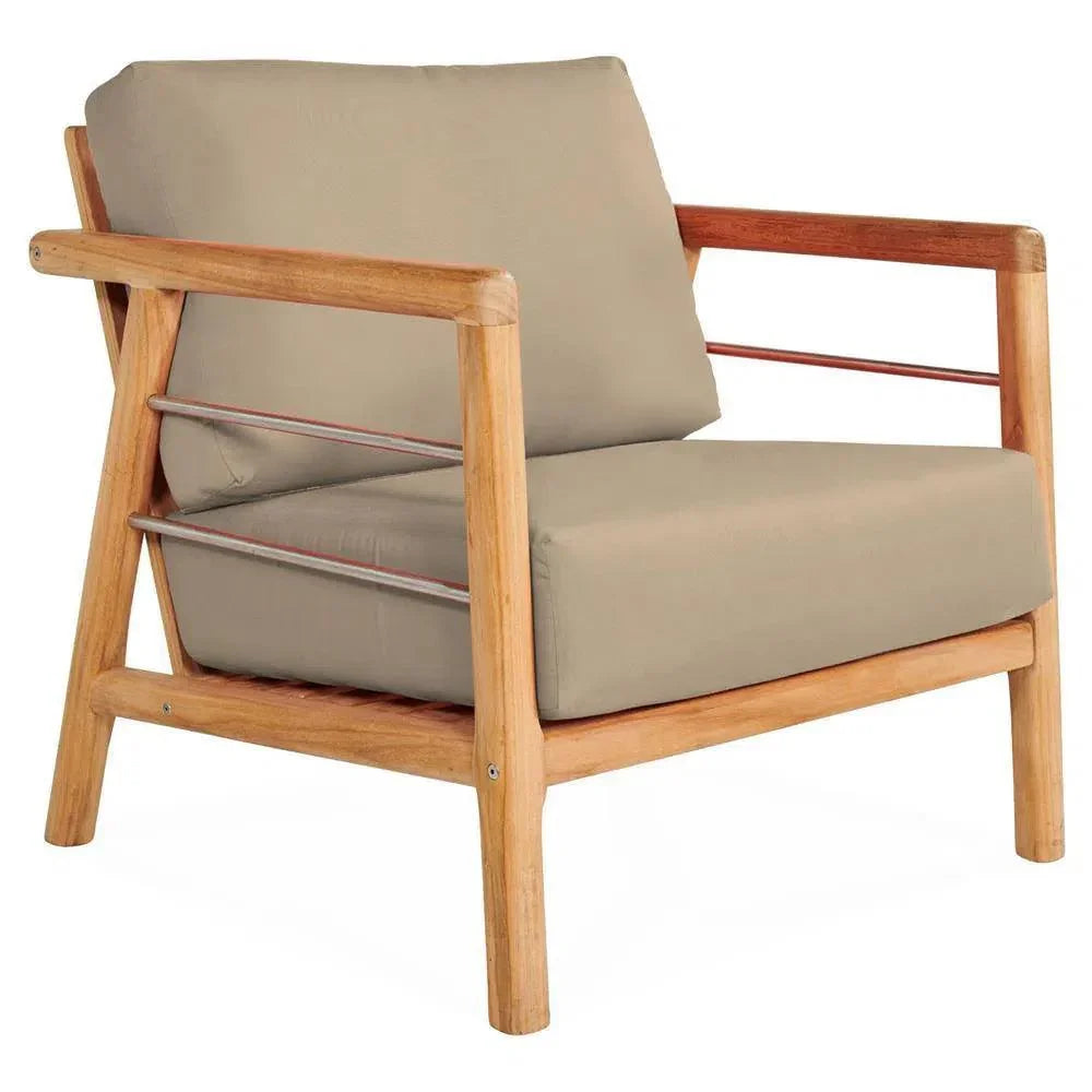 Aalto Teak Deep Outdoor Club Chair Sunbrella Cushion-Outdoor Accent Chairs-HiTeak-Fawn-LOOMLAN