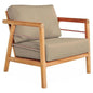 Aalto Teak Deep Outdoor Club Chair Sunbrella Cushion-Outdoor Accent Chairs-HiTeak-Fawn-LOOMLAN