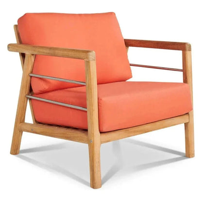 Aalto Teak Deep Outdoor Club Chair Sunbrella Cushion-Outdoor Accent Chairs-HiTeak-Melon-LOOMLAN