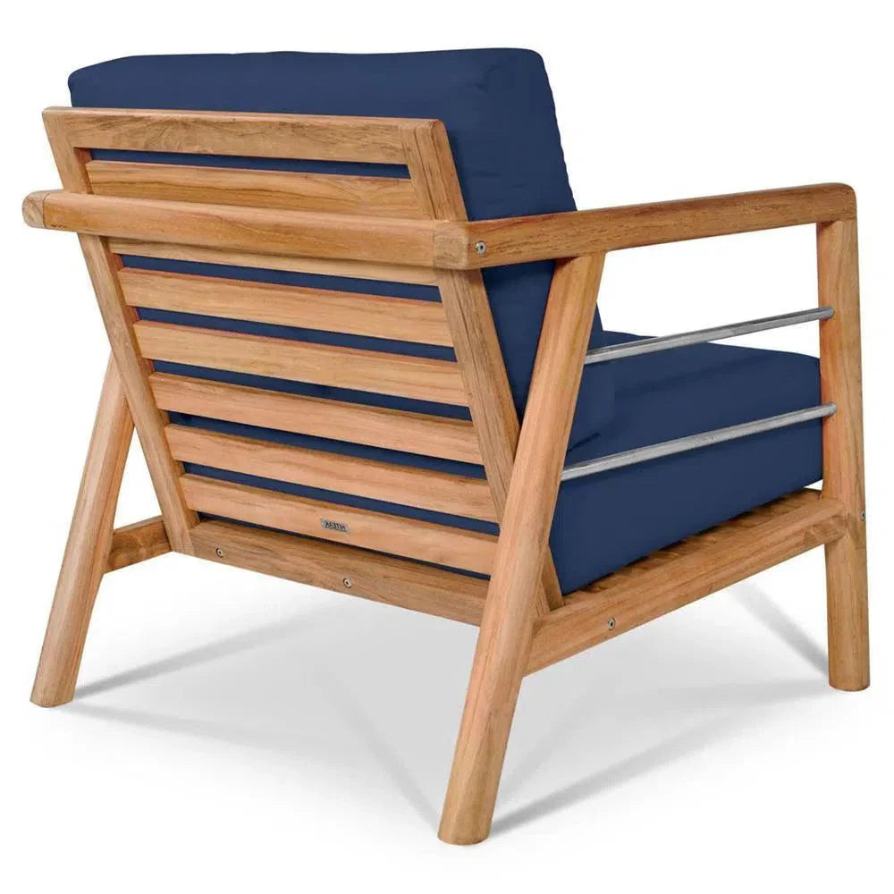 Aalto Teak Deep Outdoor Club Chair Sunbrella Cushion-Outdoor Accent Chairs-HiTeak-LOOMLAN