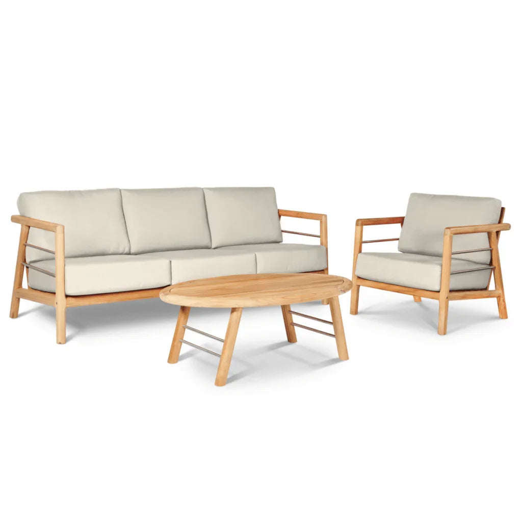 Aalto Teak Patio Deep Sofa Set with Sunbrella 4PC - LOOMLAN - HiTeak - Outdoor Sofas & Loveseats