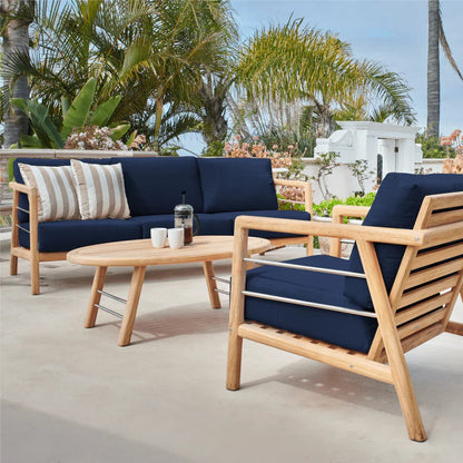 Aalto Teak Patio Deep Sofa Set with Sunbrella 4PC - LOOMLAN - HiTeak - Outdoor Sofas & Loveseats