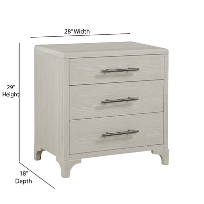 Abaco Three Drawers White Nightstand (Set of 2)-Nightstands-Panama Jack-LOOMLAN