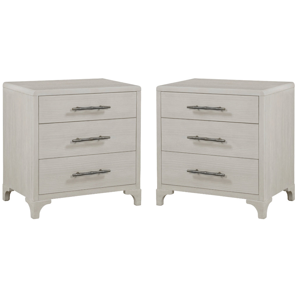 Abaco Three Drawers White Nightstand (Set of 2)-Nightstands-Panama Jack-LOOMLAN