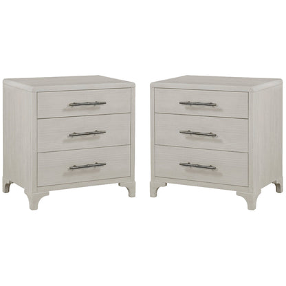 Abaco Three Drawers White Nightstand (Set of 2)-Nightstands-Panama Jack-LOOMLAN