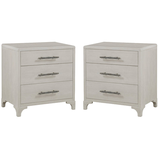 Abaco Three Drawers White Nightstand (Set of 2)-Nightstands-Panama Jack-LOOMLAN