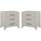 Abaco Three Drawers White Nightstand (Set of 2)-Nightstands-Panama Jack-LOOMLAN