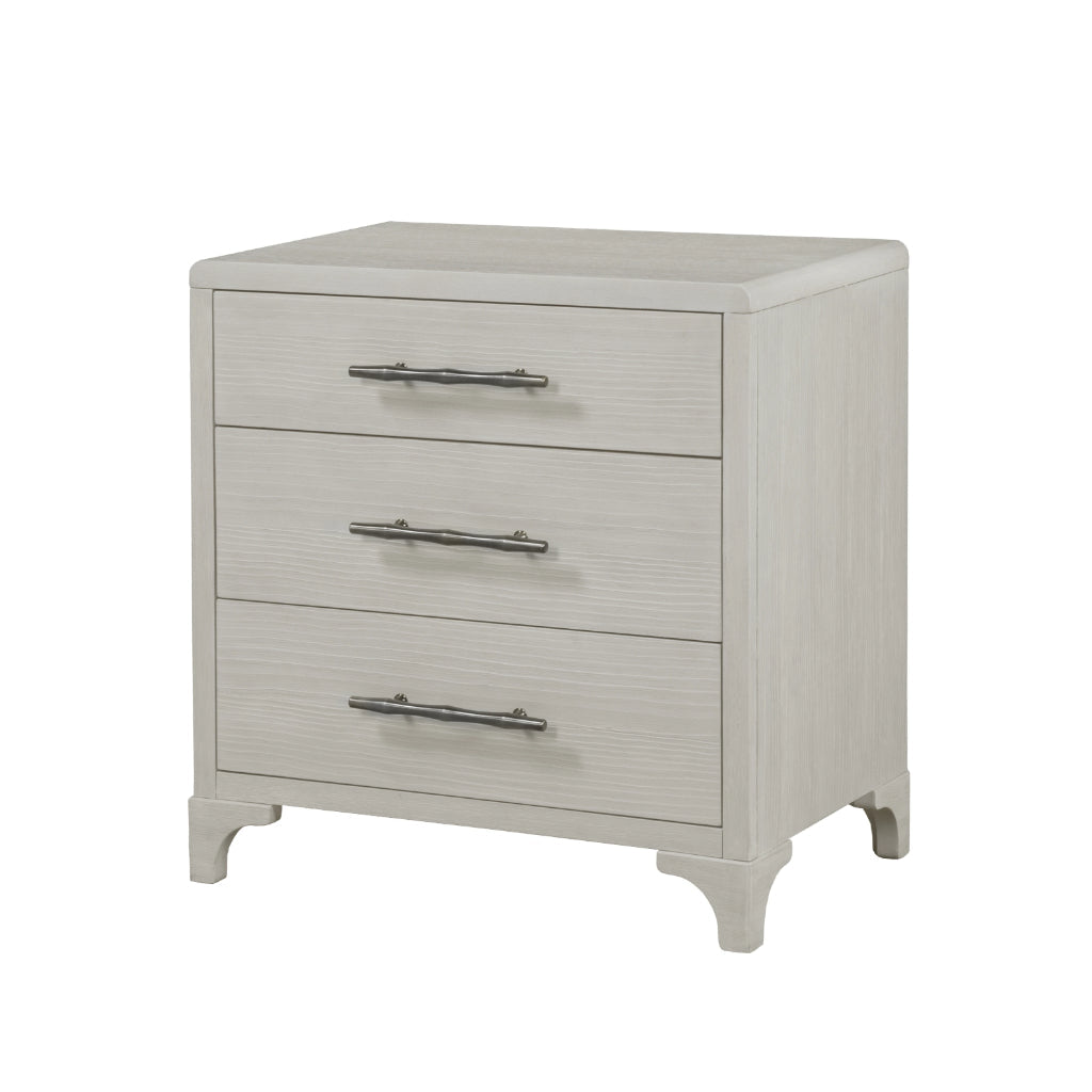 Abaco Three Drawers White Nightstand with USB Port-Nightstands-Panama Jack-LOOMLAN