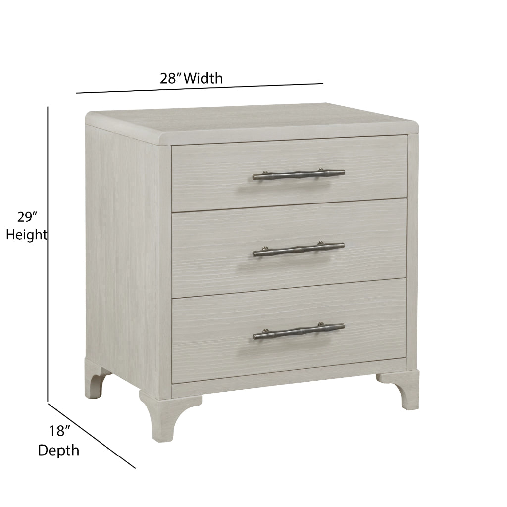 Abaco Three Drawers White Nightstand with USB Port-Nightstands-Panama Jack-LOOMLAN