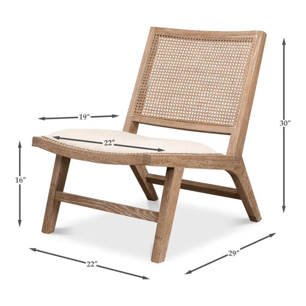 Abella Chair Whitewash Wood Cotton - LOOMLAN - Sarreid - Accent Chairs