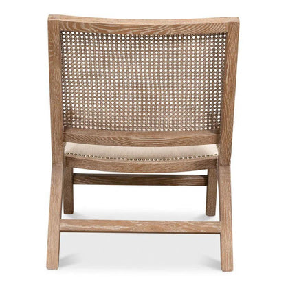 Abella Chair Whitewash Wood Cotton - LOOMLAN - Sarreid - Accent Chairs