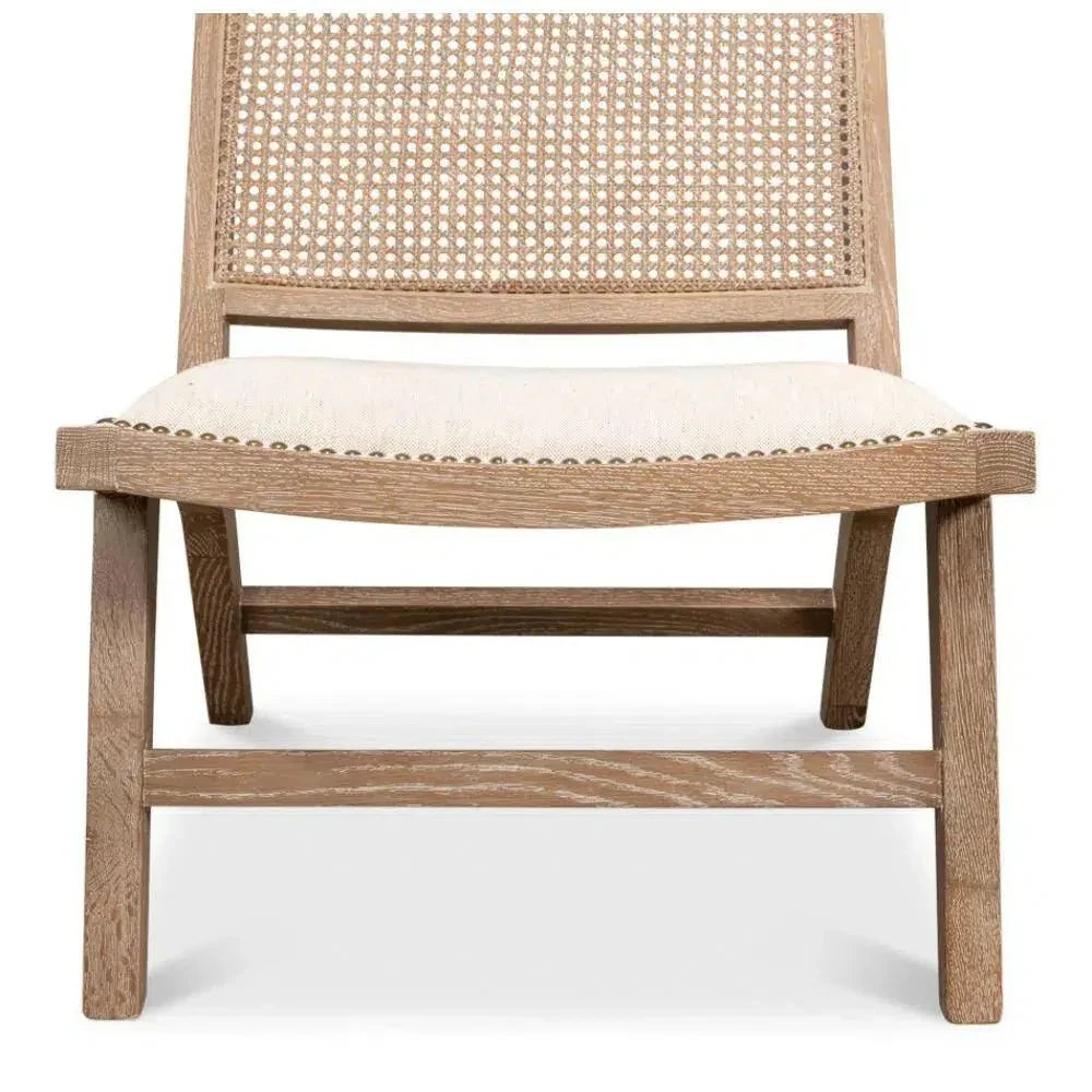 Abella Chair Whitewash Wood Cotton - LOOMLAN - Sarreid - Accent Chairs