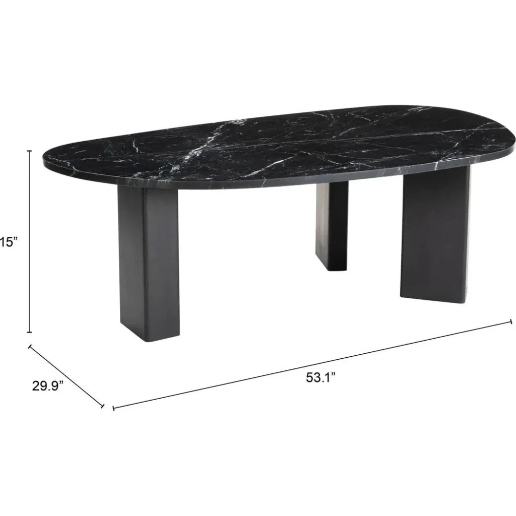 Aberdeen Black Marble & Wood Geometric Coffee Table - LOOMLAN - Zuo Modern - Coffee Tables