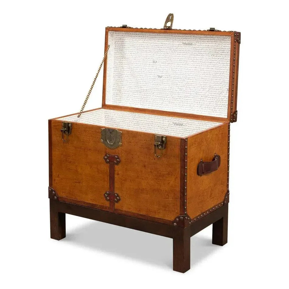 Abilene Side Table Leather Box With Stand - LOOMLAN - Sarreid - Side Tables