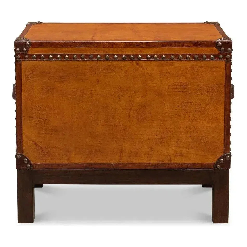 Abilene Side Table Leather Box With Stand - LOOMLAN - Sarreid - Side Tables