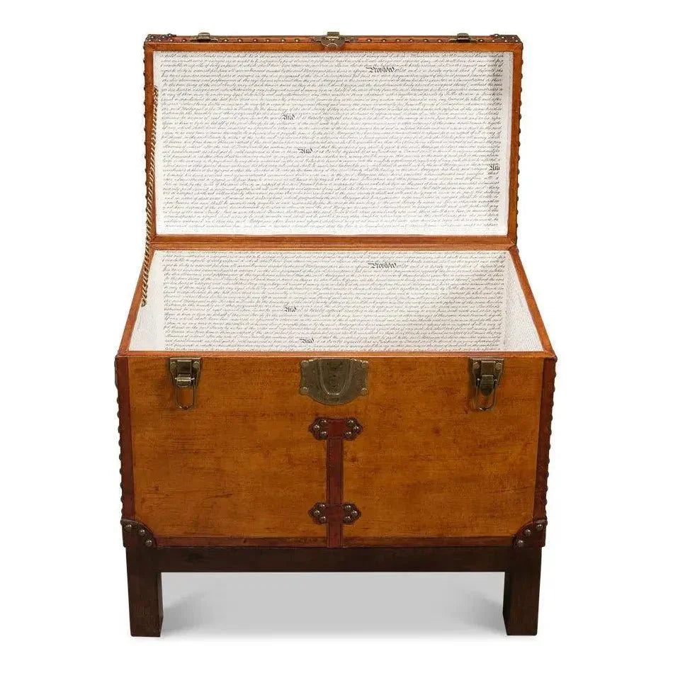 Abilene Side Table Leather Box With Stand - LOOMLAN - Sarreid - Side Tables