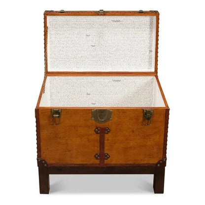 Abilene Side Table Leather Box With Stand - LOOMLAN - Sarreid - Side Tables