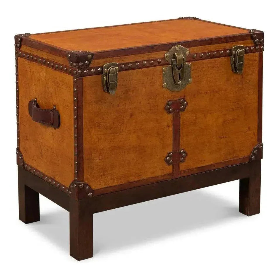 Abilene Side Table Leather Box With Stand - LOOMLAN - Sarreid - Side Tables