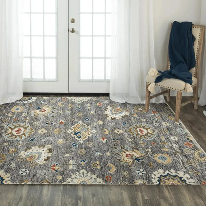 Abra Floral Gray Large Area Rugs For Living Room - LOOMLAN - LOOMLAN - Area Rugs