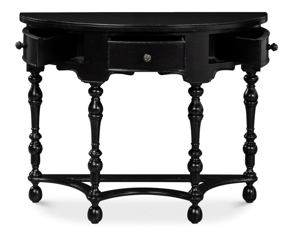 Abraham Half Round Shaped Black Console Table - LOOMLAN - Sarreid - Console Tables