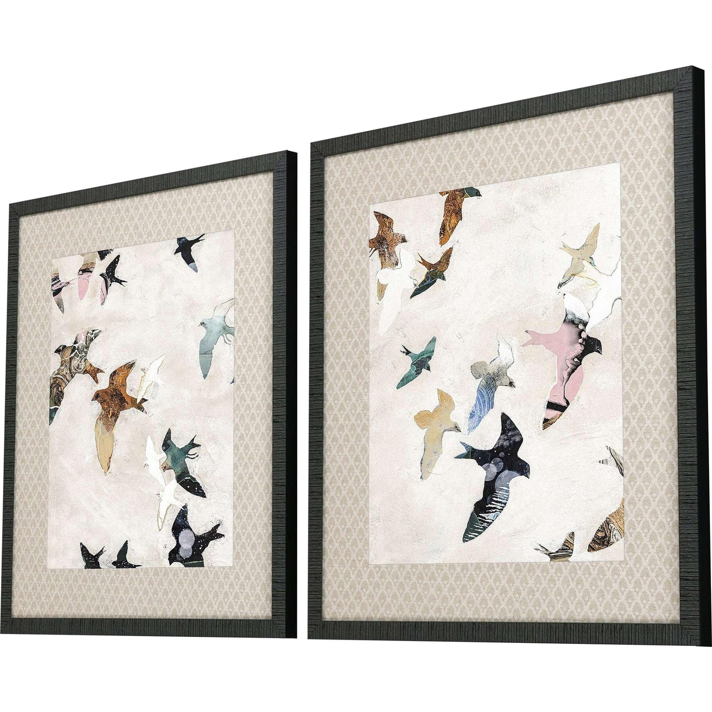Abstract Birds Blue Framed Wall Art 2PC