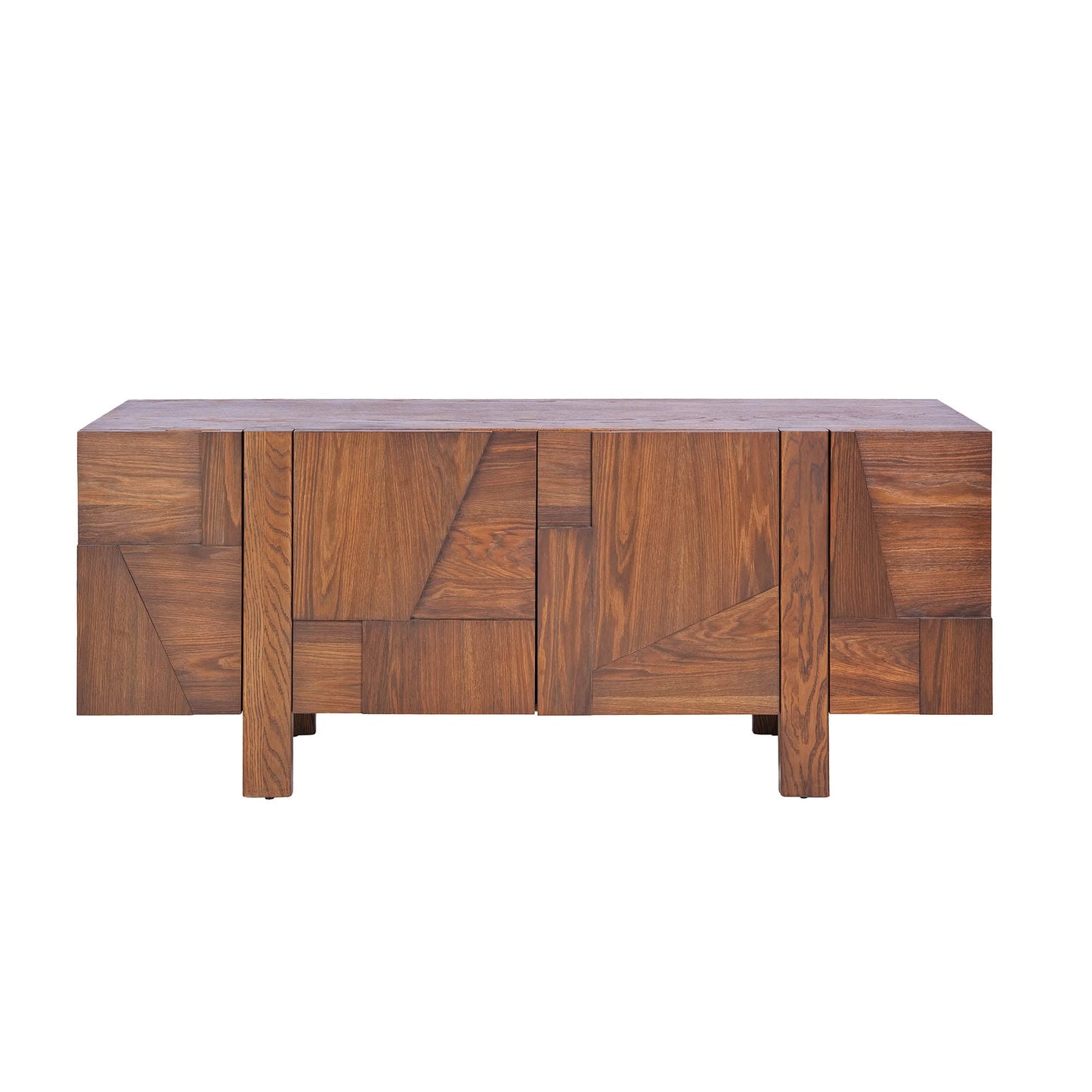 Abstract Four Doors Wood Sideboard