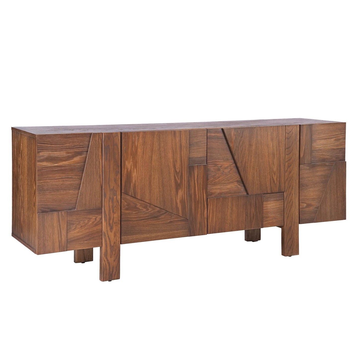 Abstract Four Doors Wood Sideboard