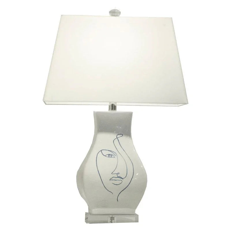 Abstract Portrait Glazed Ceramic Table Lamp - LOOMLAN - Wildwood - Table Lamps