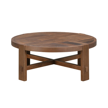 Abstract Wooden Round Coffee Table